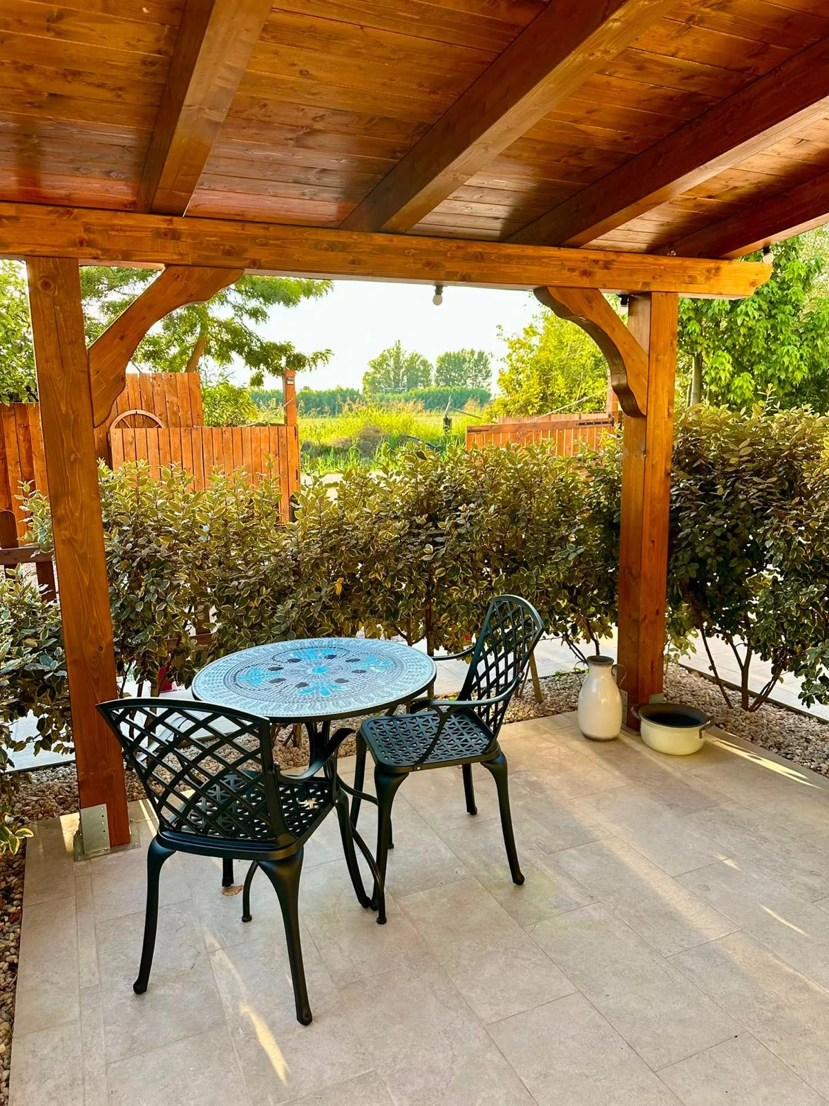 Patio esterno delle camere al piano terra del Podere Cafasso